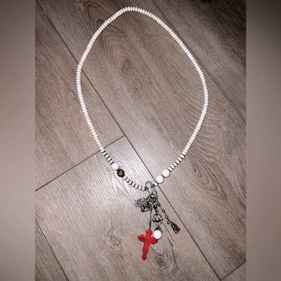 Love Heals Sterling silver and stone long cross necklace - Picture 1 of 4